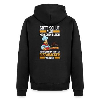 Pizzabäcker Italienisches Restaurant Geschenk - Unisex Premium Bio Zip Hoodie - Schwarz - Hinten - Nico (187cm)