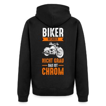Biker Werden Nicht Grau Das Ist Chrom - Unisex Premium Bio Zip Hoodie - Schwarz - Hinten - Nico (187cm)