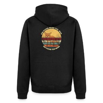 Ein Fuchs muss tun, was ein Fuchs tun muss. Retro - Unisex Premium Bio Zip Hoodie - Schwarz - Hinten - Nico (187cm)