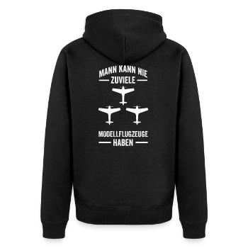 Modellflugzeug Pilot Modellflieger Modellflug Flug - Unisex Premium Bio Zip Hoodie - Schwarz - Hinten - Nico (187cm)