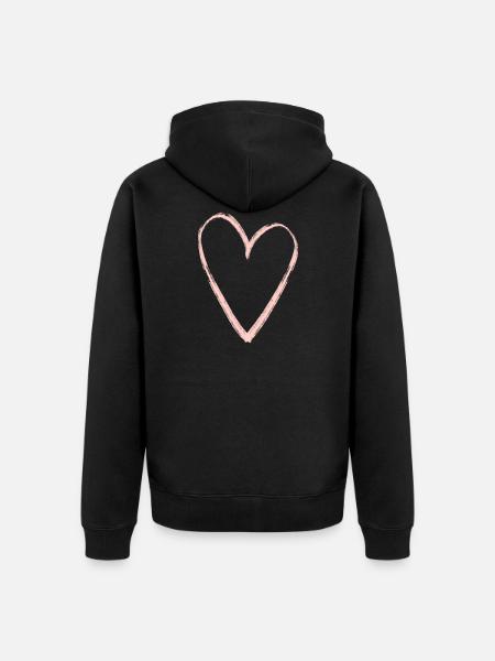 Herz Rosa 2 - Unisex Premium Bio Zip Hoodie - Schwarz