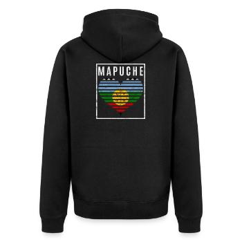 Mapuche - Unisex Premium Bio Zip Hoodie - Schwarz - Hinten - Nico (187cm)