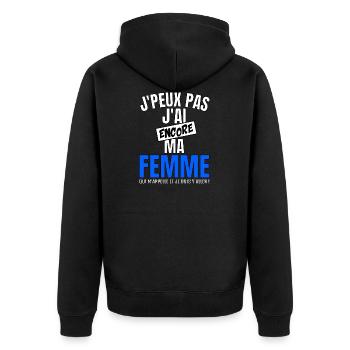 J’peux pas ma femme m’appelle - Veste à capuche bio Premium Unisexe - noir - Dos - Nico (187cm)