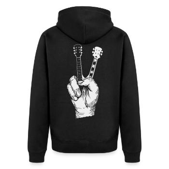 Gitarre Peace Rock Gitarrist Bassist Hippie - Unisex Premium Bio Zip Hoodie - Schwarz - Hinten - Nico (187cm)