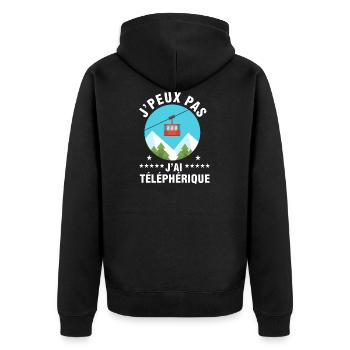 j'peux pas j'ai téléphérique - Veste à capuche bio Premium Unisexe - noir - Dos - Nico (187cm)