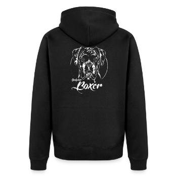 German BOXER Portrait Dogs Dog Wilsigns - Unisex Premium Organic Zip Hoodie - black - Back - Nico (187cm)