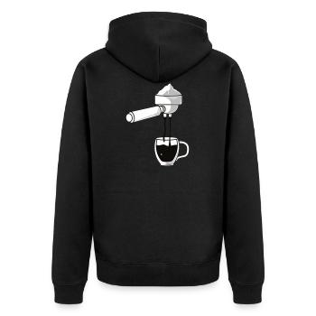 Espresso Portafilter Shot in a Glass Coffee Lover - Unisex Premium Organic Zip Hoodie - black - Back - Nico (187cm)