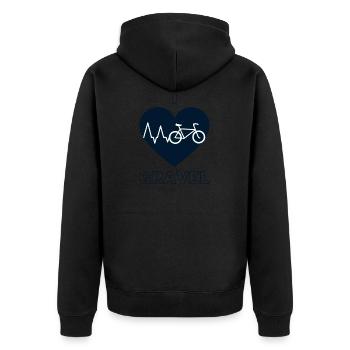 Gravel Bike I Love Gravel - Unisex Premium Bio Zip Hoodie - Schwarz - Hinten - Nico (187cm)