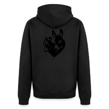 Donkey Esel - Unisex Premium Bio Zip Hoodie - Schwarz - Hinten - Nico (187cm)