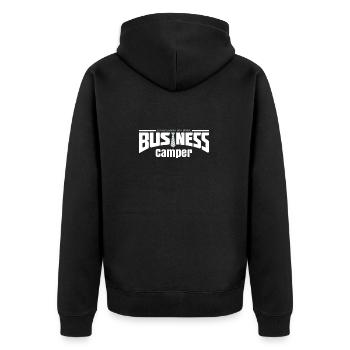 Business Camper - sleep where you work - Unisex Premium Organic Zip Hoodie - black - Back - Nico (187cm)