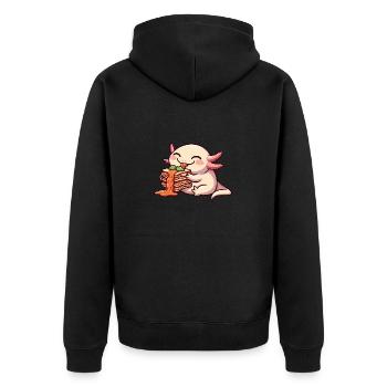 Bande dessinée Axolotl mange des lasagnes - Veste à capuche bio Premium Unisexe - noir - Dos - Nico (187cm)