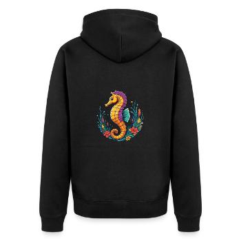 Joli hippocampe décoratif - Veste à capuche bio Premium Unisexe - noir - Dos - Nico (187cm)