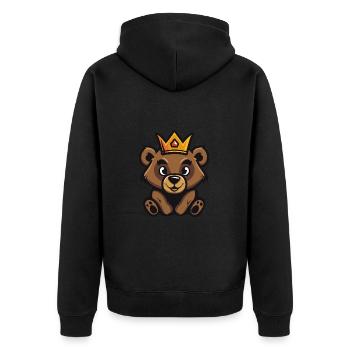 Bear Comic Crown - Unisex Premium Organic Zip Hoodie - black - Back - Nico (187cm)