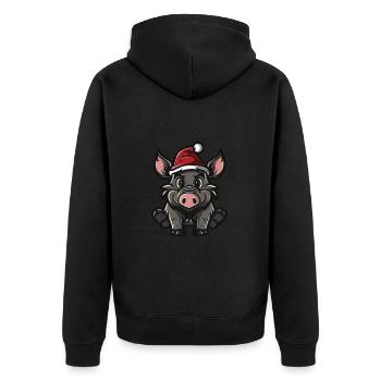Pig Christmas Wild Boar - Unisex Premium Organic Zip Hoodie - black - Back - Nico (187cm)
