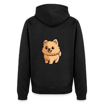 Chien de Poméranie Bande Dessinée Bébé Loulou de Poméranie - Veste à capuche bio Premium Unisexe - noir - Dos - Nico (187cm)