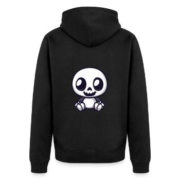 Skull Halloween Skelett Cartoon - Unisex Premium Bio Zip Hoodie - Schwarz - Hinten - Nico (187cm)