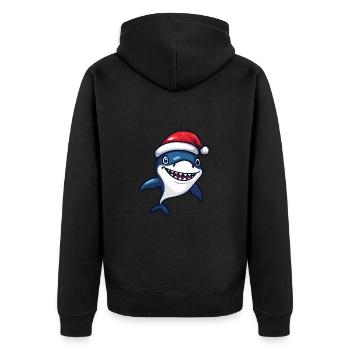 Shark Christmas Christmas - Unisex Premium Organic Zip Hoodie - black - Back - Nico (187cm)
