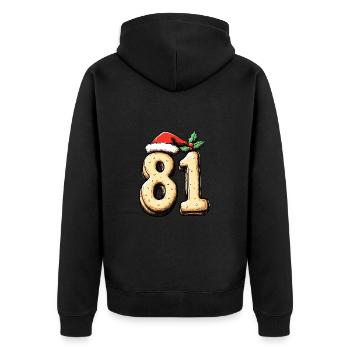 81 Zahl Weihnachten - Unisex Premium Bio Zip Hoodie - Schwarz - Hinten - Nico (187cm)