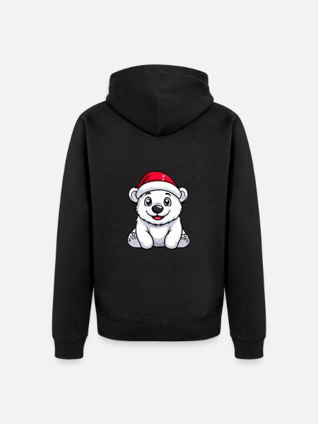 Polar Bear Christmas Cute - Unisex Premium Organic Zip Hoodie - black