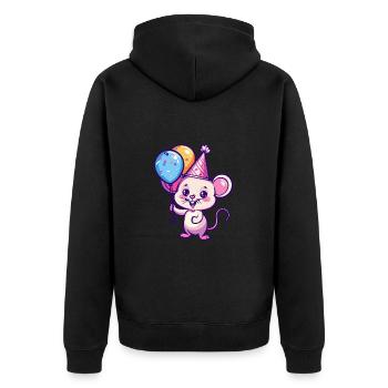 Souris Anniversaire Bébé - Veste à capuche bio Premium Unisexe - noir - Dos - Nico (187cm)