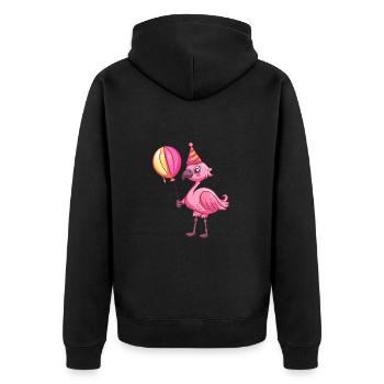 Flamingo Geburtstag Baby - Unisex Premium Bio Zip Hoodie - Schwarz - Hinten - Nico (187cm)