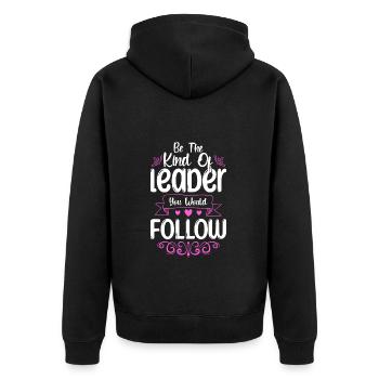Boss Büro Firma Angestellter - Unisex Premium Bio Zip Hoodie - Schwarz - Hinten - Nico (187cm)