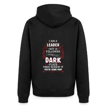 Chef Büro Firma Team - Unisex Premium Bio Zip Hoodie - Schwarz - Hinten - Nico (187cm)