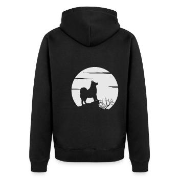 Alaskan Malamute Hund - Unisex Premium Bio Zip Hoodie - Schwarz - Hinten - Nico (187cm)