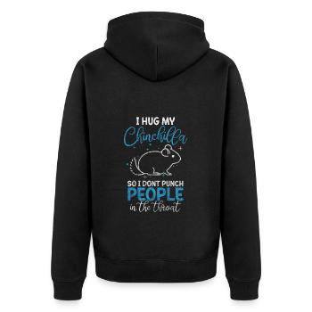 Chinchillas Nachtaktiv Südamerika Tierschutz - Unisex Premium Bio Zip Hoodie - Schwarz - Hinten - Nico (187cm)