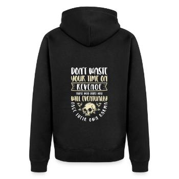 Karma Attitude Motivation Spiritual - Unisex Premium Organic Zip Hoodie - black - Back - Nico (187cm)