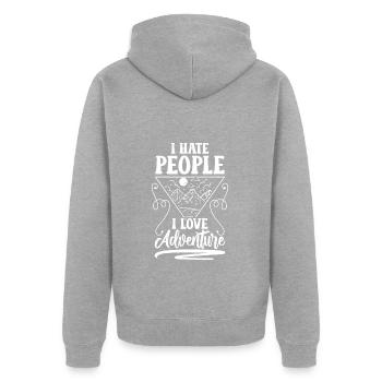 Sarcasm Crowd Aversion Common - Unisex Premium Organic Zip Hoodie - heather grey - Back - Nico (187cm)