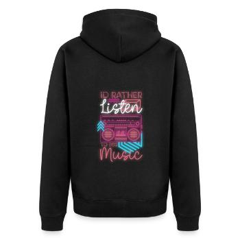 80er Disco Kostüm - Unisex Premium Bio Zip Hoodie - Schwarz - Hinten - Nico (187cm)