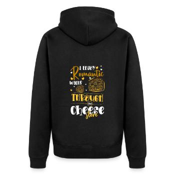 Cheese Lover Cheddar Parmesan Cheesecake - Unisex Premium Organic Zip Hoodie - black - Back - Nico (187cm)