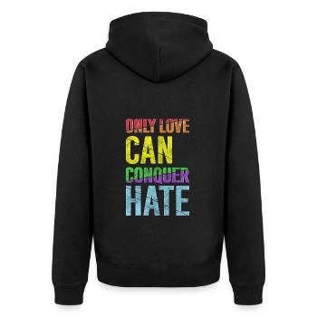 Herz Romantik Herzen Familie - Unisex Premium Bio Zip Hoodie - Schwarz - Hinten - Nico (187cm)