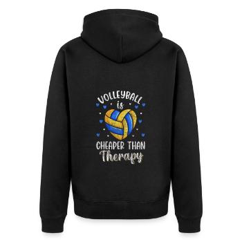 Volleyball Spiel Strand - Unisex Premium Bio Zip Hoodie - Schwarz - Hinten - Nico (187cm)