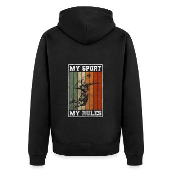 Volleyball Player Training Beach Volleyball - Unisex Premium Organic Zip Hoodie - black - Back - Nico (187cm)