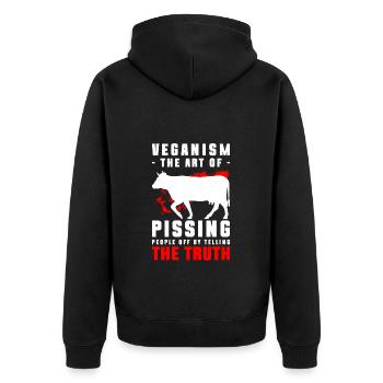 Vegan Vegetarian Healthy Meatless - Unisex Premium Organic Zip Hoodie - black - Back - Nico (187cm)