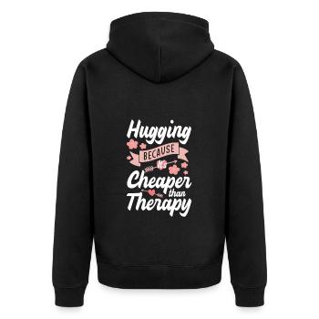 Kuscheln Freundin - Unisex Premium Bio Zip Hoodie - Schwarz - Hinten - Nico (187cm)