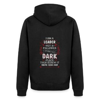 Chef Abteilungsleiter Angestellter - Unisex Premium Bio Zip Hoodie - Schwarz - Hinten - Nico (187cm)