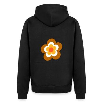70s Flower Pattern Retro - Unisex Premium Organic Zip Hoodie - black - Back - Nico (187cm)