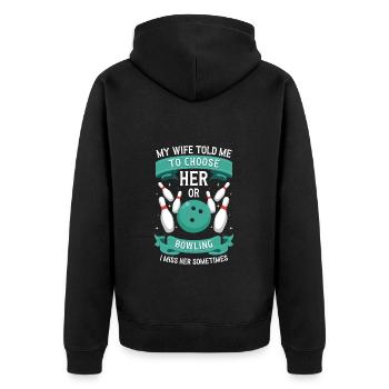 Bowling Player - Unisex Premium Organic Zip Hoodie - black - Back - Nico (187cm)