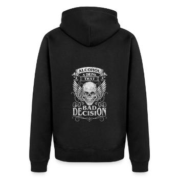 Alkoholfrei Trinken - Unisex Premium Bio Zip Hoodie - Schwarz - Hinten - Nico (187cm)
