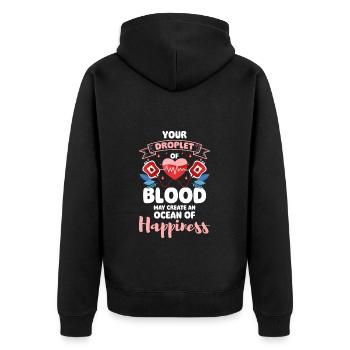 Blutspende Leben Krankenhaus - Unisex Premium Bio Zip Hoodie - Schwarz - Hinten - Nico (187cm)