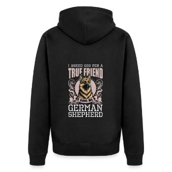 German Shepherd Pet Service Dog - Unisex Premium Organic Zip Hoodie - black - Back - Nico (187cm)