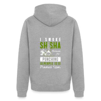 Wasserpfeife Rauch Türkisch Smoken - Unisex Premium Bio Zip Hoodie - Grau meliert - Hinten - Nico (187cm)