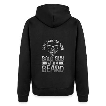 Frisur Männer Bart Ironie - Unisex Premium Bio Zip Hoodie - Schwarz - Hinten - Nico (187cm)