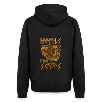 Rabe Dichter Episch - Unisex Premium Bio Zip Hoodie - Schwarz - Hinten - Nico (187cm)