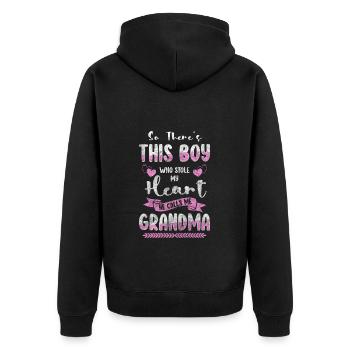 Grandpa Grandchild Extended Family Pregnant - Unisex Premium Organic Zip Hoodie - black - Back - Nico (187cm)