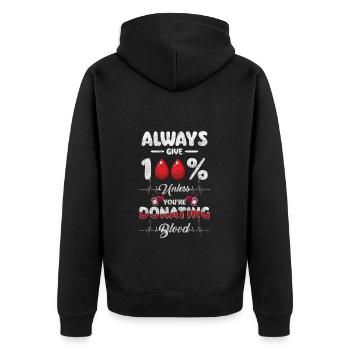 Blutspende Helfen Retter Danke - Unisex Premium Bio Zip Hoodie - Schwarz - Hinten - Nico (187cm)