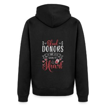Blutspender Gemeinsam - Unisex Premium Bio Zip Hoodie - Schwarz - Hinten - Nico (187cm)